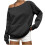 Dam enfärgad off-shoulder långärmad sweatshirt svart M 2