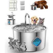 Stainless Steel Dog Water Fountain - Quad-Purification System, Continuous Circulating Flow, Quiet Operation & Easy-to-Clean