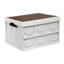 50L Folding Storage Box with Wooden Lid