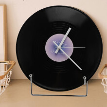 Retro 12in Record Wall Clock, ABS, Violet, Home & Cafe Decor