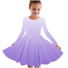 Purple Kids Skater Twirl Dress, Long Sleeve A-Line Pleated Dancing Dress for Spring/Fall – Compatible with School Recitals