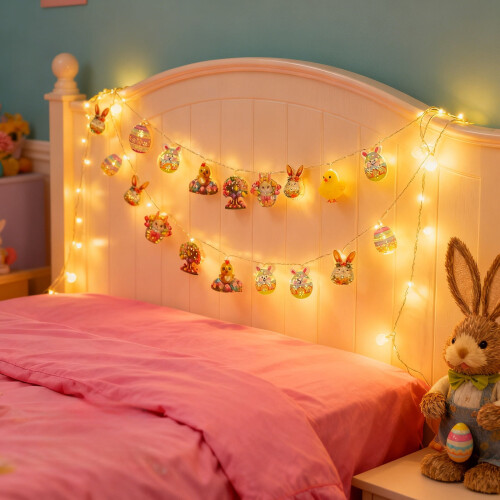 Easter Bunny String Lights 4.92 FT Outdoor Indoor Decor 1