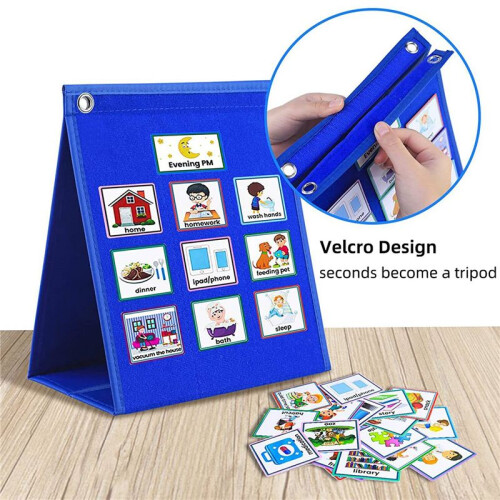 Visual Schedule for Kids Daily Routine Chart with 70 Cards Calendar Pocket Autism Learning Behavioral Tool for School