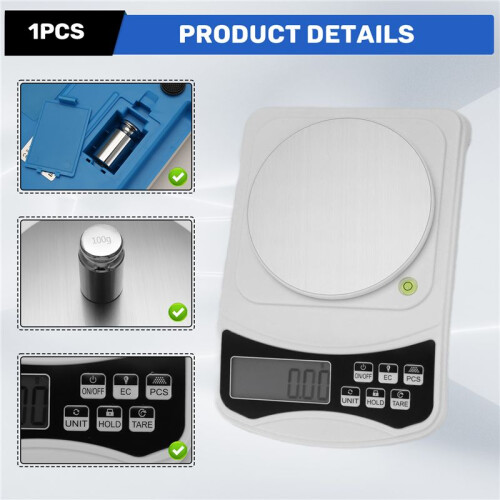 Digital Lab Scale, Gram-Scale 1000G 0.01GAccuracy, Multi-Function High Precision Electronic Scale with 100G Weight 2