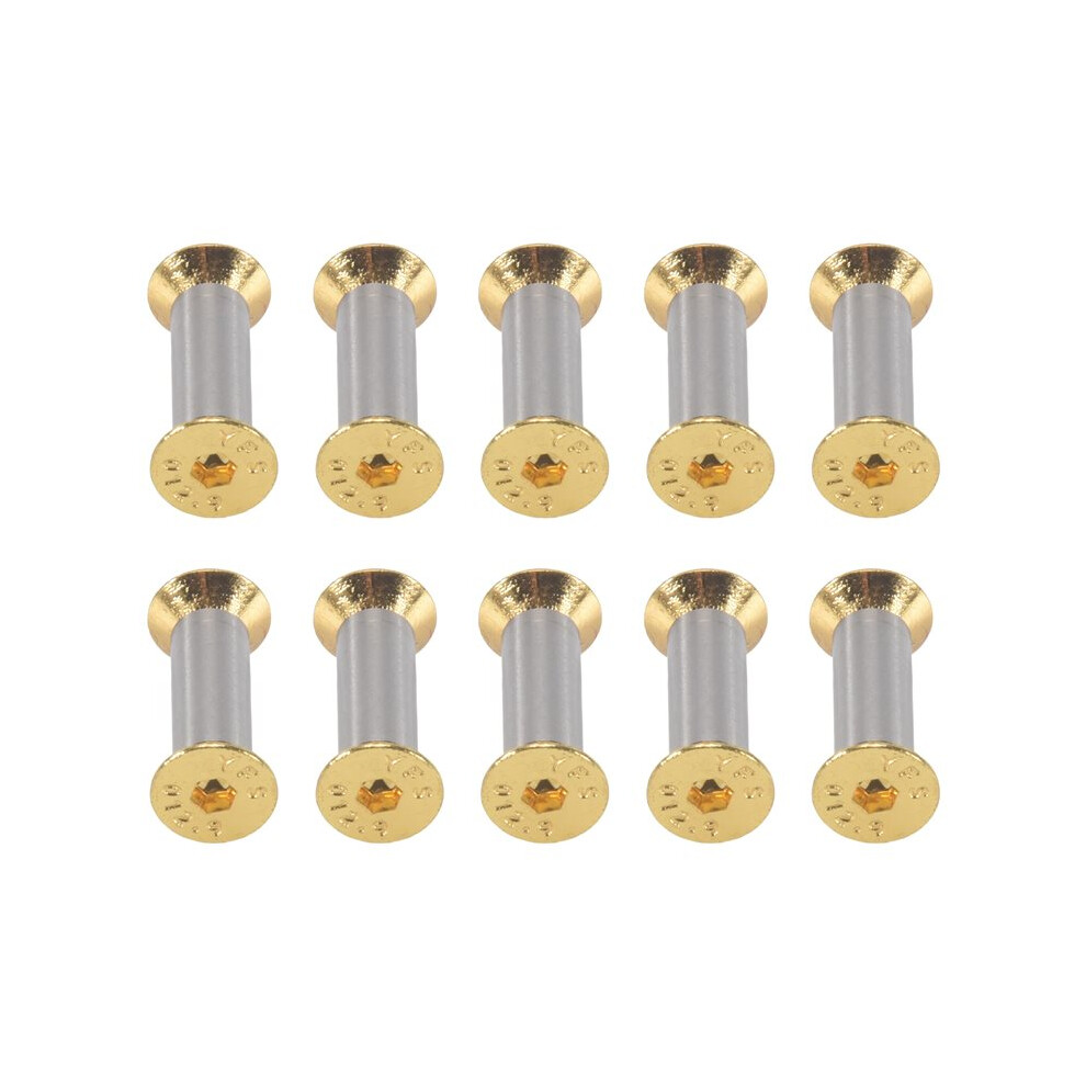 10 Packs Knife Handle Screws Rivets Bolts Fasteners, Gold Hex Flat Screws, Knives Maker Screws 4712680540344