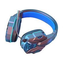 Fone de Ouvido Sem Fio para Jogos Fone de Ouvido com Som Surround RGB para Jogos com Microfone para PS4 PC Gamer Preto Azul