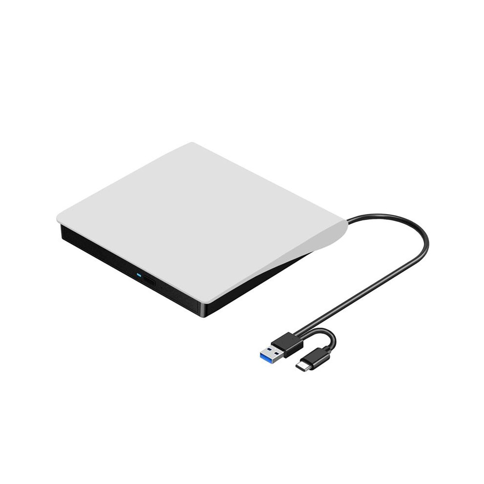 External Cd Dvd +/-Rw Drive, Usb 3.0 & Usb-C Portable Cd & Dvd Rom Burner Player Reader Writer Rewriter Disc Drive, White 6031264459390