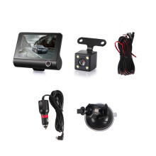 4-Tums Bil DVR Dashcam Dash Camera HD-SkäRm 1080P 3-Lins Videoinspelare Fram + InteriöR+Backkamera Dash Cam
