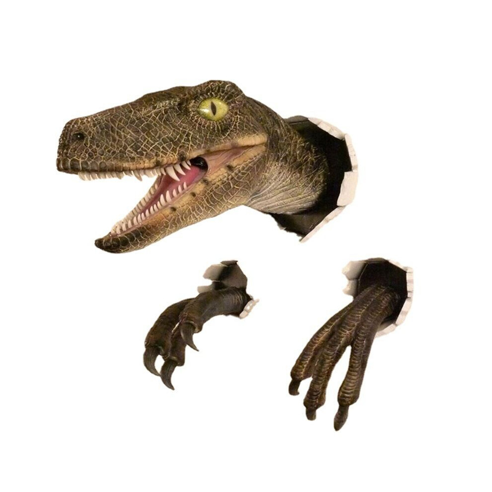 Semoic Velociraptor Statue Wall Resin Mount Dinosaur Sculpture Wall Hanging Ornament For Indoor And Outdoor Dinosaur