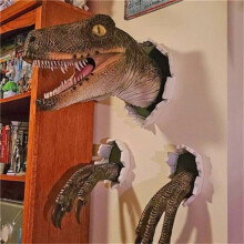Velociraptor Statue Wall Resin Mount Dinosaur Sculpture Wall Hanging Ornament for Indoor and Outdoor Dinosaur