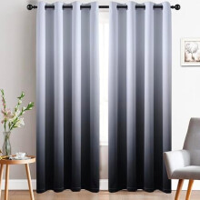 90" Ombre Room-Darkening Thermal Curtains with Grommets, 2 Panels (52x90", Black) – Compatible with standard rods