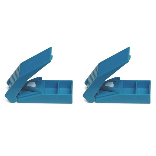 Coupe-comprimés ajustable pour petits comprimés, bleu, lot de 2