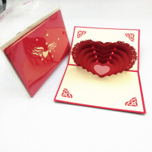 Tarjeta de felicitación 3D roja 15,0 10,0 0,5 cm