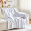 Flannel Fleece Throw Blanket Queen Size White 5