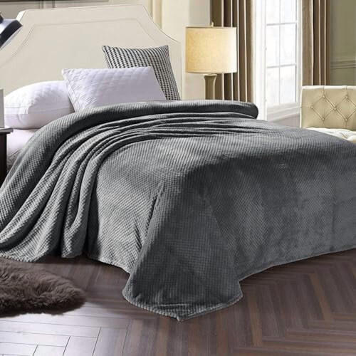Waffle Jacquard Throw Blanket Dark Grey 90 x 66 in 2