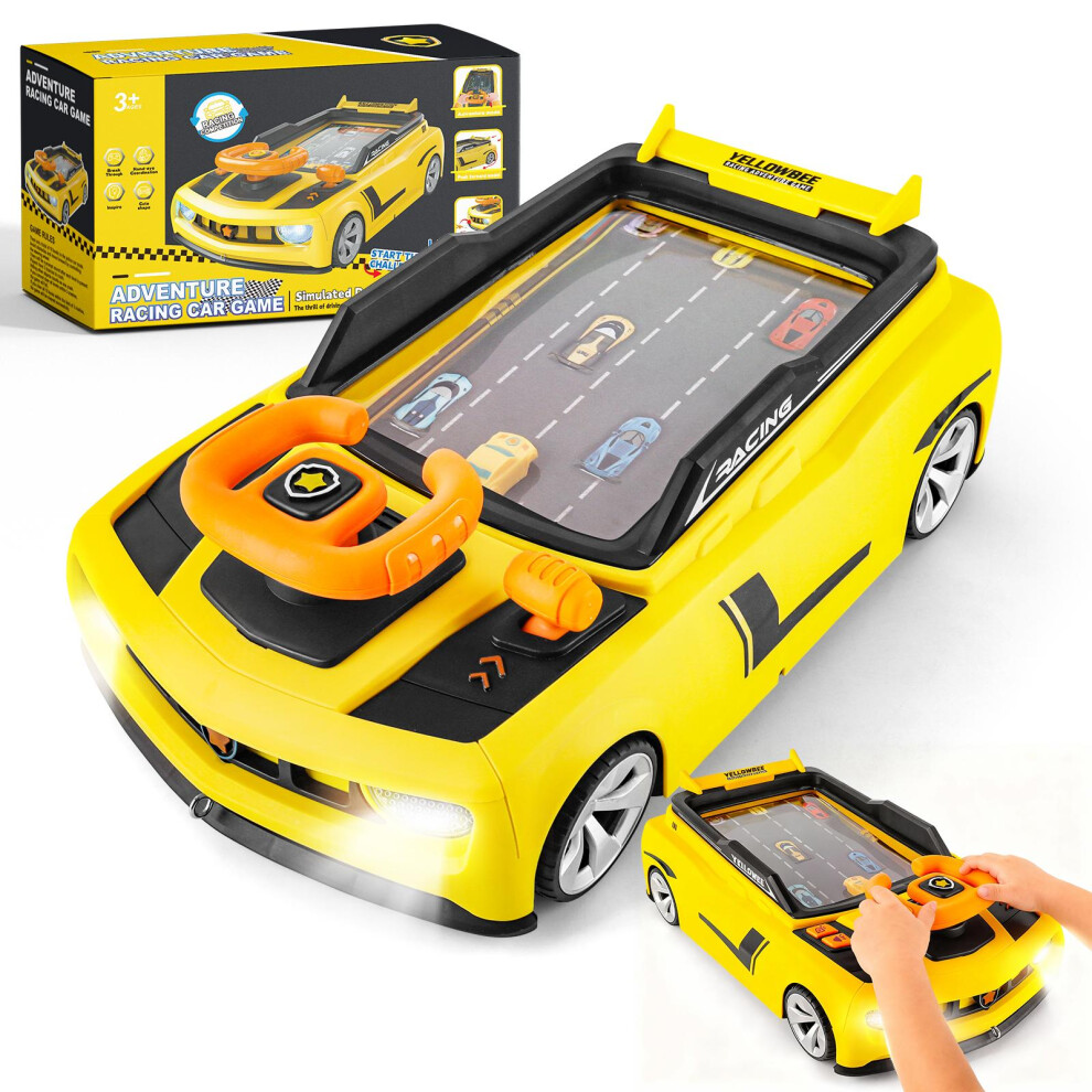 Deao Toys Simulation Racing Car Game Toy For Kids Interactive Driving Game With Steering Wheel Sound Lights Perfect Gift For Toddlers Hand-Eye Coordination Play
