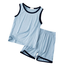 Småbarn Baby Pojke Sommarkläder Barnens Väst Shorts Set Lösa Pojkar och Flickor Tunna Ärmlösa Pyjamas Rund Hals Barnens Hemkläder