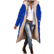 Kukoosong vinterdunjakker til kvinder, overdimensionerede vendbare lange frakker i shearling fleece, vintermodetøj med hætte og lommer