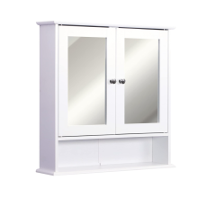 kleankin Wall-mounted Cabinet Mirror Door Bathroom Organiser Living Room White