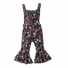 Mono de algodón para bebé niña con estampado de calabaza de Halloween, pantalones acampanados y babero, color negro. Compatible con disfraces de