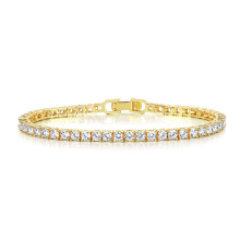 4mm CZ Tennis Bracelet, 18k White Gold Plated 4MM Iced Out Round-Cut Cubic Zirconia Tennis Bracelet for Women Men 6.5/7/7.5 Inches