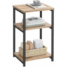 Beistelltisch, kleiner Nachttisch, hoher Nachttisch für Wohnzimmer, Schlafzimmer, Büro, Badezimmer, Kamelbraun und klassisches Schwarz ULET273B50