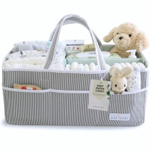 Baby Diaper Caddy Organizer Tote Gray Mint