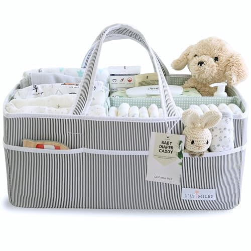 Baby Diaper Caddy Organizer Tote Gray Mint