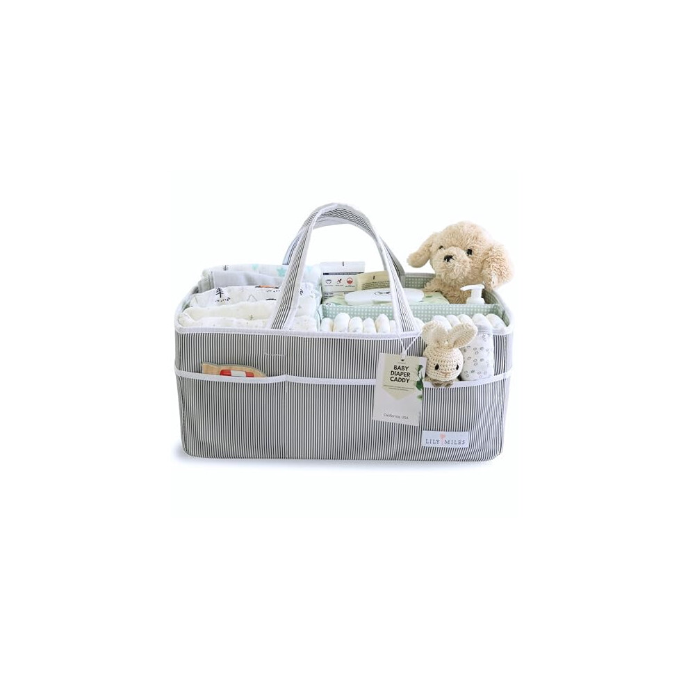 Baby Diaper Caddy Organizer Tote Gray Mint