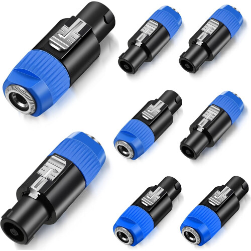 8x NL4FC naar 1/4 inch luidsprekeradapters