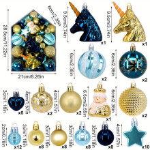 Onbreekbare kerstversieringenset in rood, groen en goud, 72 stuks