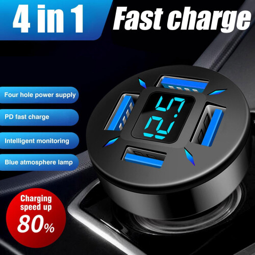 Πρίζα αυτοκινήτου QC3USB 4 κατευθύνσεων για τηλέφωνο, τσιγάρο καινούρια. Power UK 2
