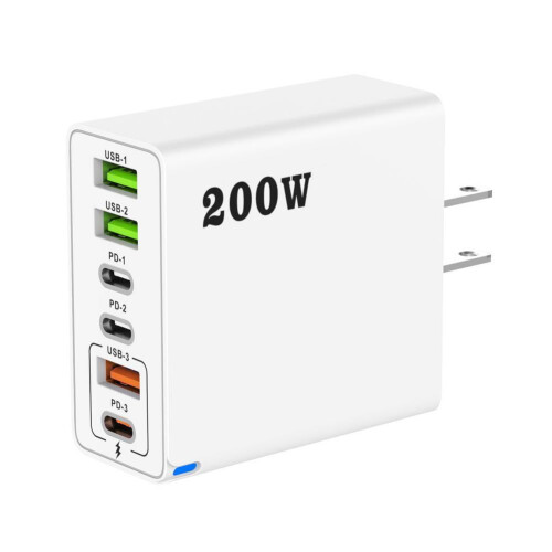 Φορτιστής USB-C πολλαπλών θυρών 200W με 3 θύρες USB και 3 θύρες USB-C