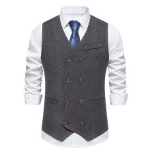 Mens Suit Vest Formal Single Breasted Sleeveless Classic Waistcoat Button Dress Suit Vest,Dark Gray