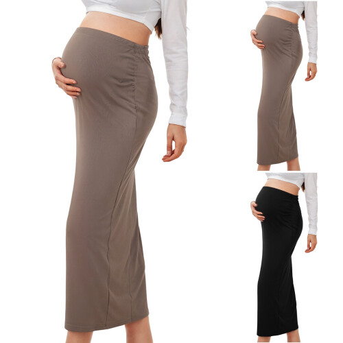 Dame graviditets bodycon nederdel sort XL
