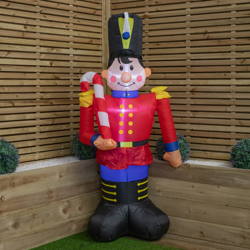 Premier 1.8M (6Ft) Up Toy Soldier With Candy Cane Christmas Inflatable Decoration Light