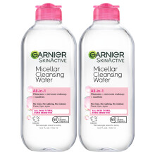 Garnier Acqua Micellare per Tutti i Tipi di Pelle, Detergente Viso & Struccante, 13.5 Fl Oz (400mL), 2 Contenitori