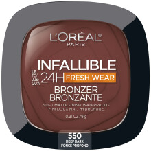 L'Oreal Paris Infallible Up to 24H Fresh Wear Soft Matte Longwear Bronzer. Waterproof, heatproof, Transfer, humidity and sweatproof, Deep Dark, 0.31 o