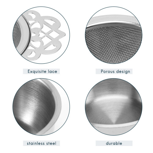 Tea Strainers with Drip Bowls (2-Pack); Elegant Stainless Steel Loose Leaf Tea Strainers 1