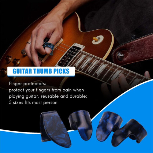 Kit per Chitarra Include 8 Pezzi per Chitarra e Plettri (In Celluloide Blu e Metallo), 5 Pezzi Protezioni per Chitarra Trasparente 2