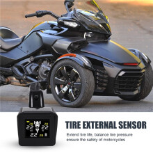 Solar Wireless Tire Pressure Monitoring System Motorcycle TPMS Tire Pressure Monitor LCD Display 3 External Sensors