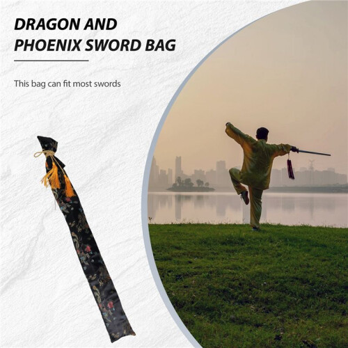 135cm Dragon E Phoenix Katana Samurai Sword Bag Tissu Black 2
