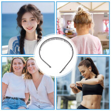 SODIAL(R) Metal Teeth Comb Hairband Hair Hoop Headband Black For Woman