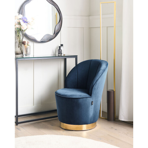 Beliani Armchair ALBY Velvet Dark Blue 2