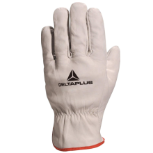(Medium - Size 8) Delta Plus Venitex FBN49 Grey Full Grain Leather Safety Work Gloves