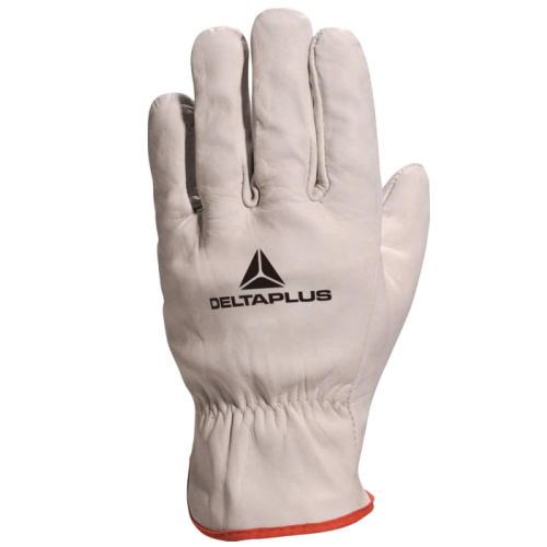 (Medium - Size 8) Delta Plus Venitex FBN49 Grey Full Grain Leather Safety Work Gloves