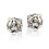 1 Pair Fashion Ear Stud Earring White+Silver 2