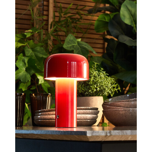 Beliani Wireless LED Table Lamp BESOS with Dimmer Metal Red 1