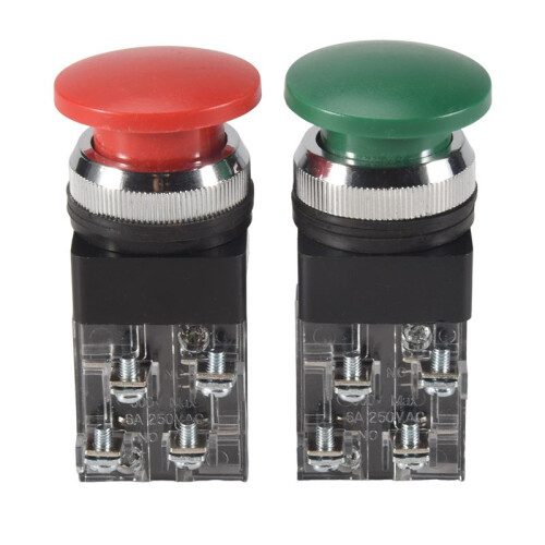 Red Green AC 250V 6A DPST Momentary Mushroom  Push Button