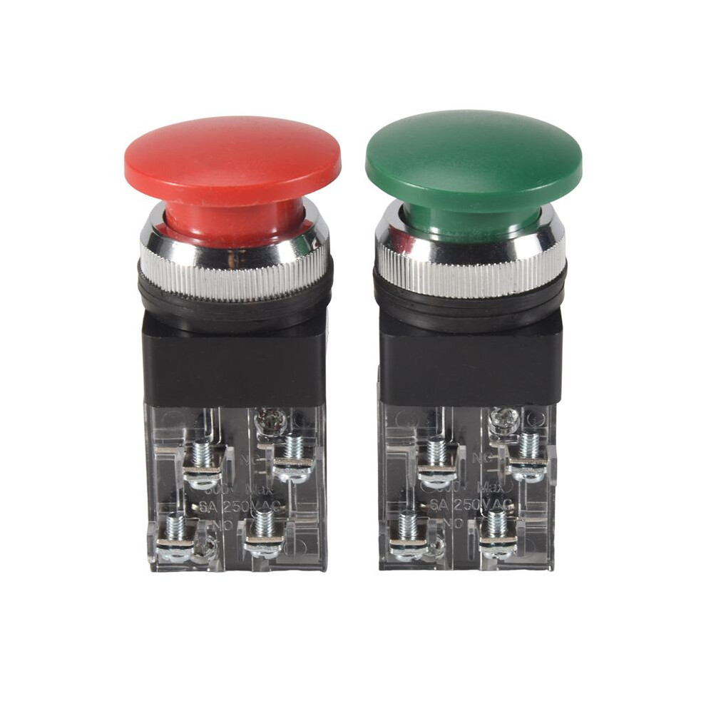 Red Green Ac 250V 6A Dpst Momentary Mushroom Push Button 4713286520006